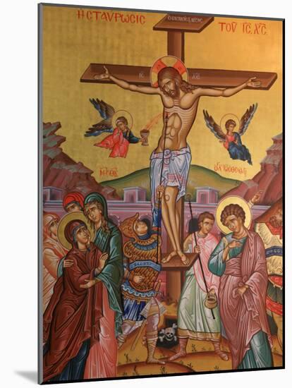 Greek Orthodox Icon Depicting Jesus' Crucifixion, Thessalonica, Macedonia, Greece, Europe-Godong-Mounted Photographic Print