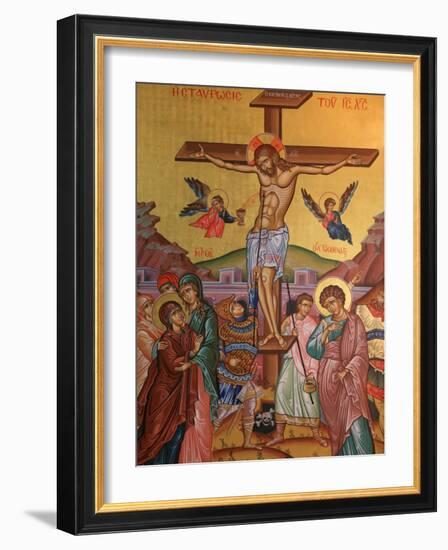 Greek Orthodox Icon Depicting Jesus' Crucifixion, Thessalonica, Macedonia, Greece, Europe-Godong-Framed Photographic Print