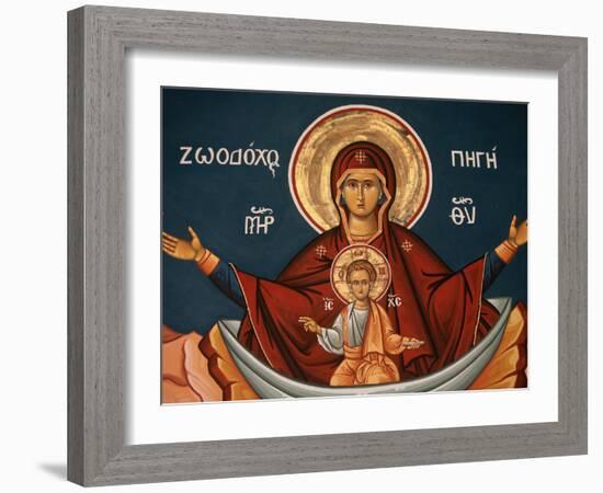 Greek Orthodox Icon Depicting Mary as a Well of Life, Thessalonica, Macedonia, Greece, Europe-Godong-Framed Photographic Print