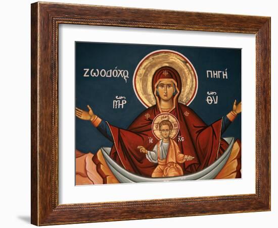 Greek Orthodox Icon Depicting Mary as a Well of Life, Thessalonica, Macedonia, Greece, Europe-Godong-Framed Photographic Print