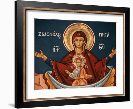 Greek Orthodox Icon Depicting Mary as a Well of Life, Thessalonica, Macedonia, Greece, Europe-Godong-Framed Photographic Print