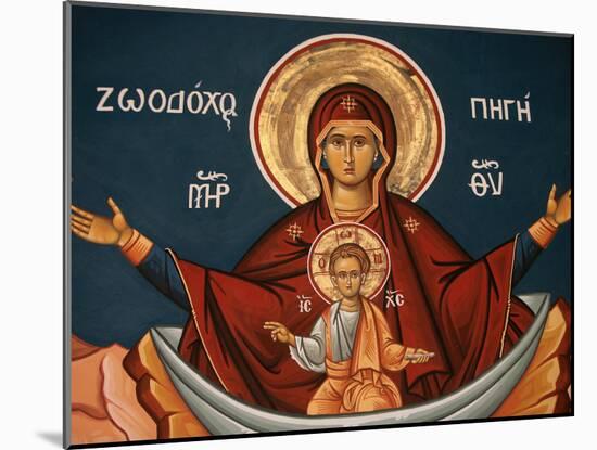 Greek Orthodox Icon Depicting Mary as a Well of Life, Thessalonica, Macedonia, Greece, Europe-Godong-Mounted Photographic Print