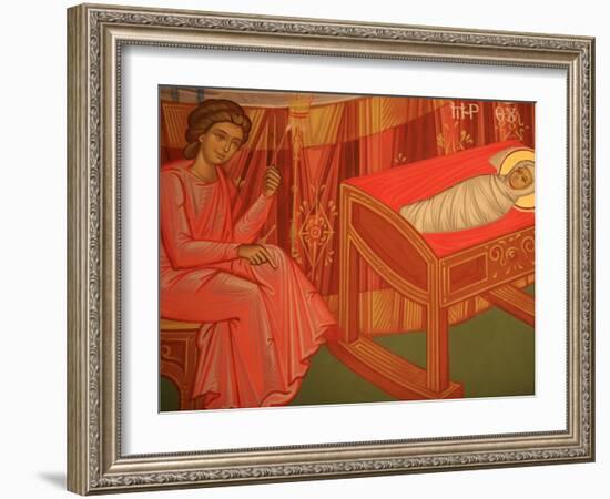 Greek Orthodox Icon Depicting Mary's Birth, Thessalonica, Macedonia, Greece, Europe-Godong-Framed Photographic Print