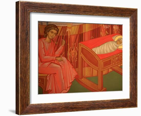 Greek Orthodox Icon Depicting Mary's Birth, Thessalonica, Macedonia, Greece, Europe-Godong-Framed Photographic Print