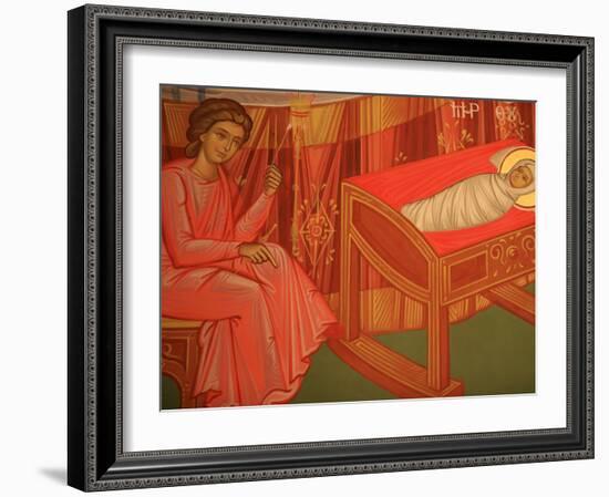 Greek Orthodox Icon Depicting Mary's Birth, Thessalonica, Macedonia, Greece, Europe-Godong-Framed Photographic Print