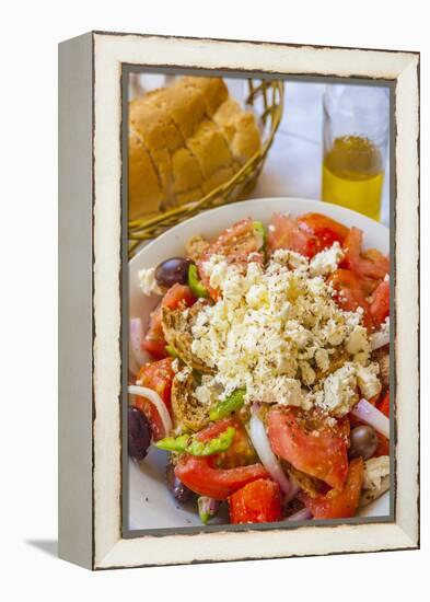 Greek Panzanella Salad, Kalymnos, Dodecanese, Greek Islands, Greece, Europe-Neil Farrin-Framed Premier Image Canvas