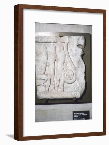 Greek relief, Agamemnon seated left with Talthybis and Epeios, c5th century BC-Unknown-Framed Giclee Print
