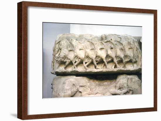 Greek relief, Greek soldiers form a Phalanx, 5th century BC-Unknown-Framed Giclee Print