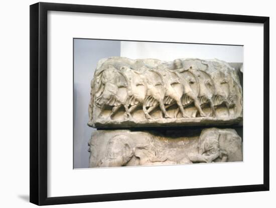 Greek relief, Greek soldiers form a Phalanx, 5th century BC-Unknown-Framed Giclee Print
