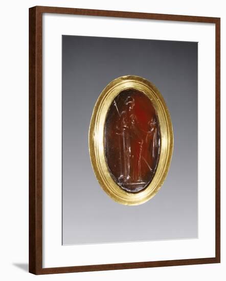 Greek Ring Inset with Intaglio Representing Fortuna-null-Framed Photographic Print