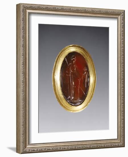 Greek Ring Inset with Intaglio Representing Fortuna-null-Framed Photographic Print