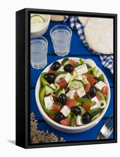 Greek Salad with Feta and Olives, Greek Food, Greece, Europe-Nico Tondini-Framed Premier Image Canvas