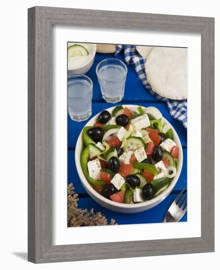 Greek Salad with Feta and Olives, Greek Food, Greece, Europe-Nico Tondini-Framed Photographic Print