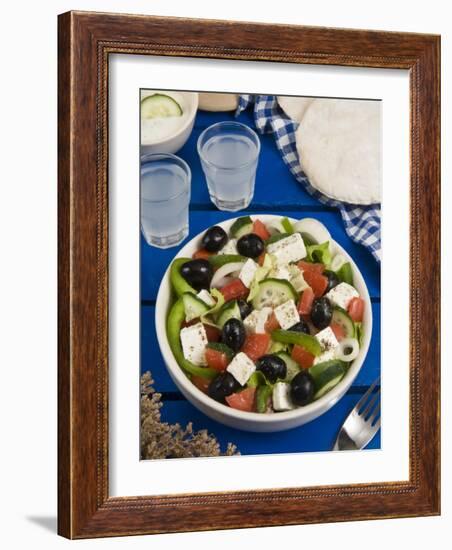 Greek Salad with Feta and Olives, Greek Food, Greece, Europe-Nico Tondini-Framed Photographic Print
