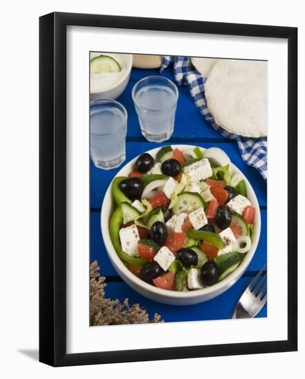 Greek Salad with Feta and Olives, Greek Food, Greece, Europe-Nico Tondini-Framed Photographic Print