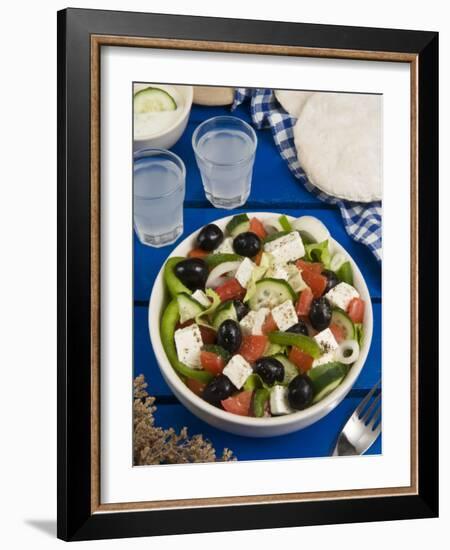 Greek Salad with Feta and Olives, Greek Food, Greece, Europe-Nico Tondini-Framed Photographic Print