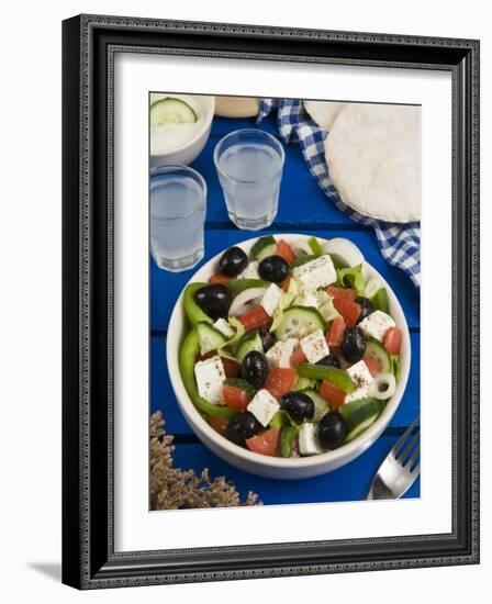 Greek Salad with Feta and Olives, Greek Food, Greece, Europe-Nico Tondini-Framed Photographic Print