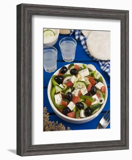 Greek Salad with Feta and Olives, Greek Food, Greece, Europe-Nico Tondini-Framed Photographic Print
