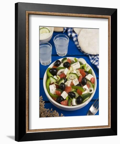 Greek Salad with Feta and Olives, Greek Food, Greece, Europe-Nico Tondini-Framed Photographic Print