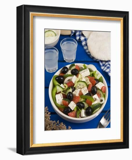 Greek Salad with Feta and Olives, Greek Food, Greece, Europe-Nico Tondini-Framed Photographic Print