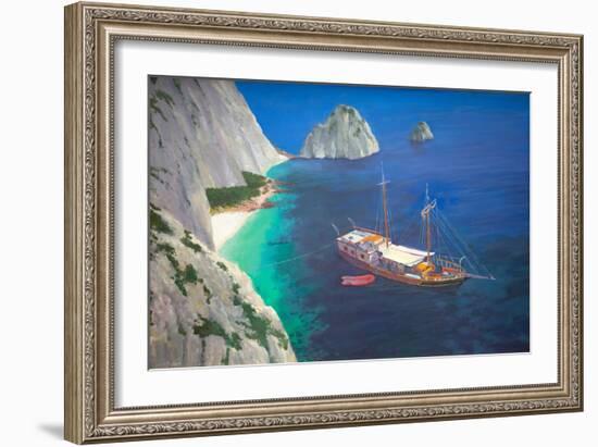Greek Schooner (Oil on Board)-William Ireland-Framed Giclee Print