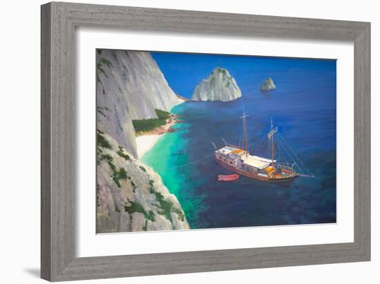 Greek Schooner (Oil on Board)-William Ireland-Framed Giclee Print