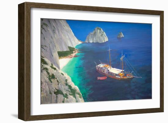 Greek Schooner (Oil on Board)-William Ireland-Framed Giclee Print