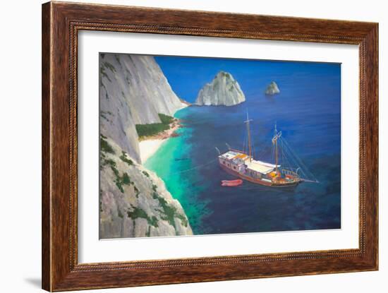 Greek Schooner (Oil on Board)-William Ireland-Framed Giclee Print