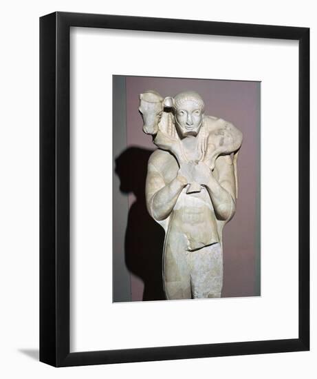 Greek sculpture known as the Moscophorus, 6th century BC. Artist: Unknown-Unknown-Framed Giclee Print