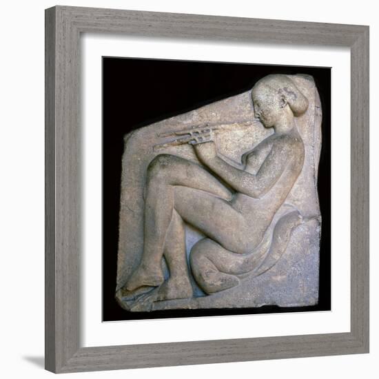 Greek sculpture of a girl playing a flute, 5th century BC. Artist: Unknown-Unknown-Framed Giclee Print