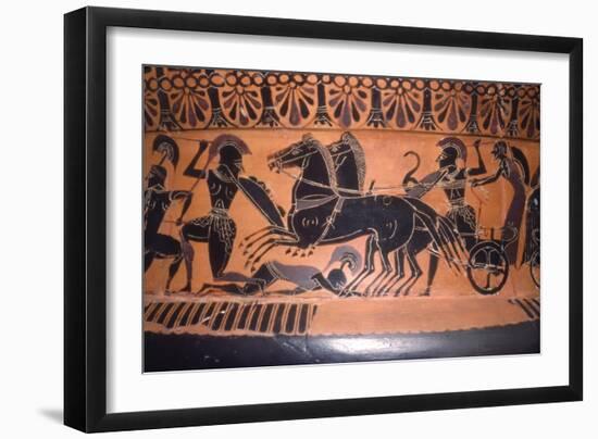 Greek Soldiers and Chariot in Battle, vase painting, c6th century BC-Unknown-Framed Giclee Print