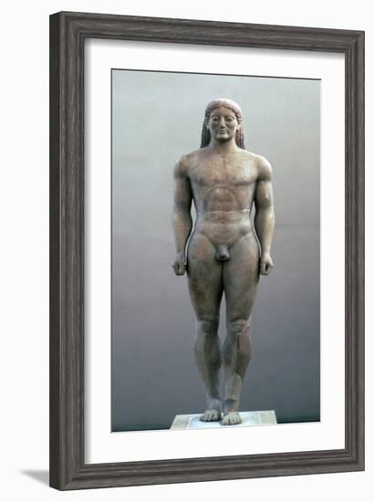 Greek statue known as the Anavyssos Kouros, 6th century BC. Artist: Unknown-Unknown-Framed Giclee Print