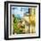 Greek Streets And Monasteries-Artwork In Painting Style-Maugli-l-Framed Art Print