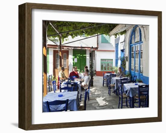 Greek Taverna in Centre of Mountain Village, Vourliotes, Samos, Aegean Islands, Greece-Stuart Black-Framed Photographic Print