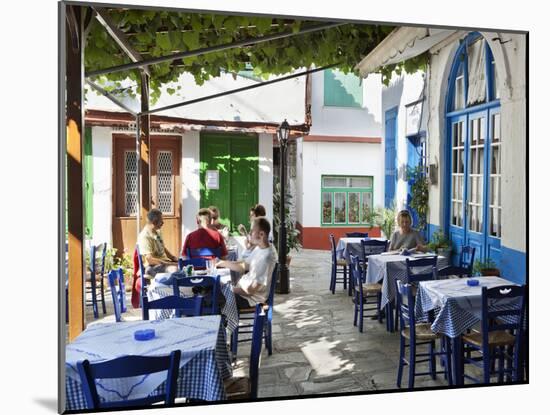 Greek Taverna in Centre of Mountain Village, Vourliotes, Samos, Aegean Islands, Greece-Stuart Black-Mounted Photographic Print