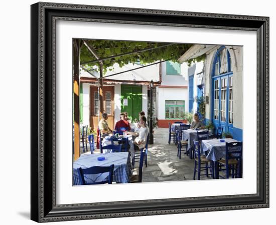 Greek Taverna in Centre of Mountain Village, Vourliotes, Samos, Aegean Islands, Greece-Stuart Black-Framed Photographic Print