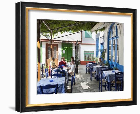 Greek Taverna in Centre of Mountain Village, Vourliotes, Samos, Aegean Islands, Greece-Stuart Black-Framed Photographic Print