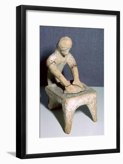 Greek terracotta of a woman making bread. Artist: Unknown-Unknown-Framed Giclee Print