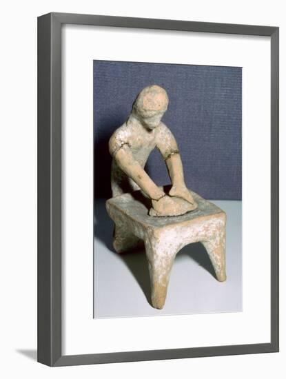 Greek terracotta of a woman making bread. Artist: Unknown-Unknown-Framed Giclee Print