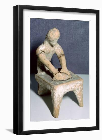 Greek terracotta of a woman making bread. Artist: Unknown-Unknown-Framed Giclee Print