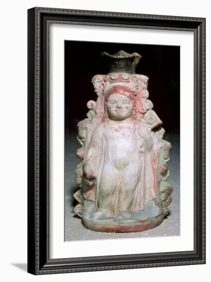 Greek terracotta oil flask of the infant Dionysus. Artist: Unknown-Unknown-Framed Giclee Print