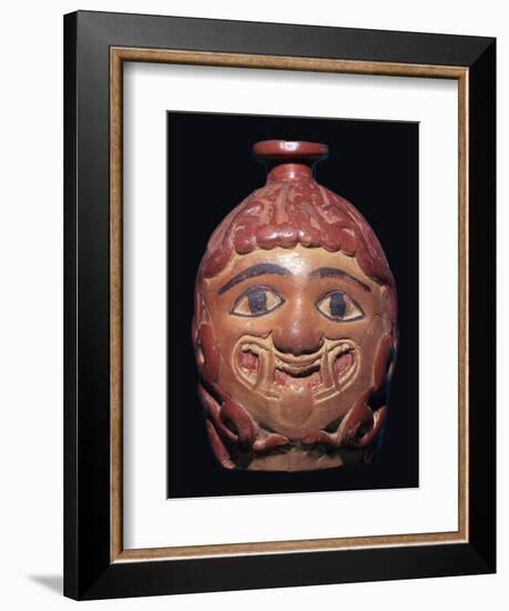 Greek terracotta scent bottle in the shape of a gorgon's head made in Rhodes-Unknown-Framed Giclee Print