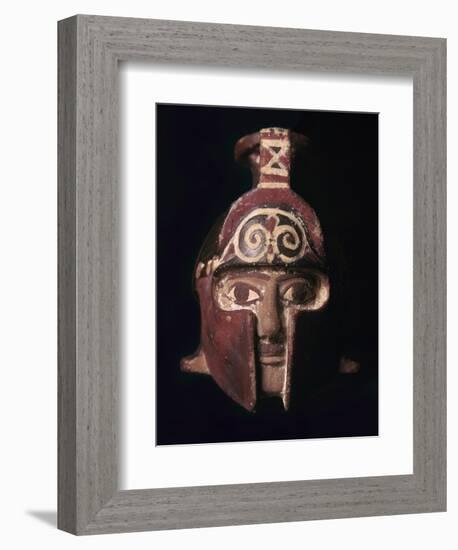 Greek terracotta scent bottle in the shape of a helmeted head, 6th century BC-Unknown-Framed Giclee Print