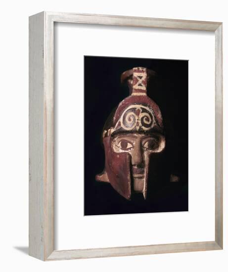 Greek terracotta scent bottle in the shape of a helmeted head, 6th century BC-Unknown-Framed Giclee Print