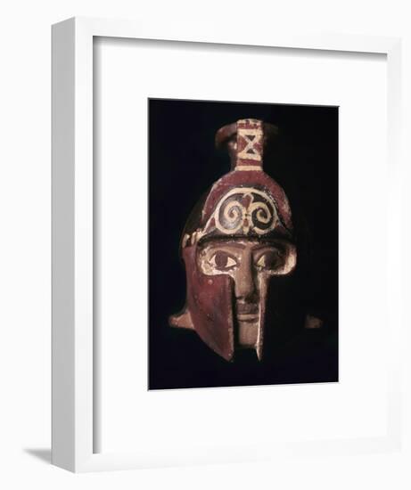 Greek terracotta scent bottle in the shape of a helmeted head, 6th century BC-Unknown-Framed Giclee Print