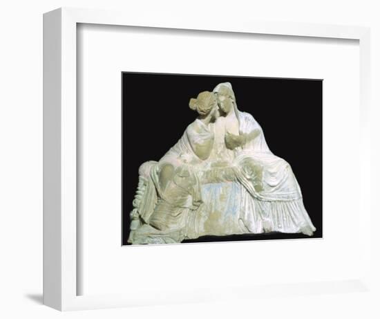 Greek terracotta statuette of two women chatting. Artist: Unknown-Unknown-Framed Photographic Print