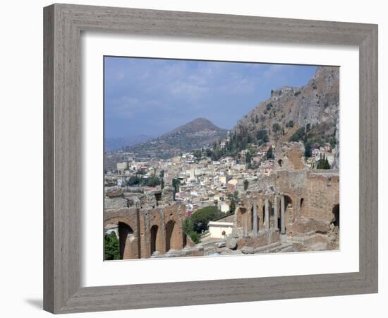 Greek Theatre and Town, Taormina, Sicily, Italy-Peter Thompson-Framed Photographic Print