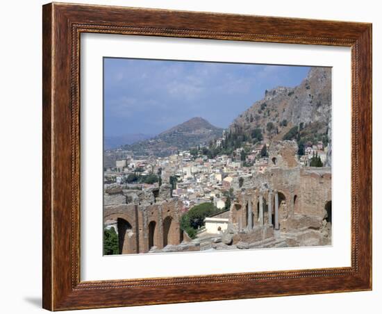 Greek Theatre and Town, Taormina, Sicily, Italy-Peter Thompson-Framed Photographic Print