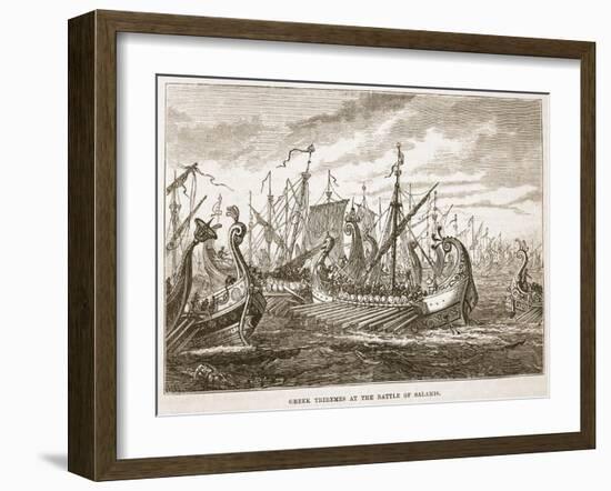 Greek Triremes at the Battle of Salamis (Litho)-English-Framed Giclee Print