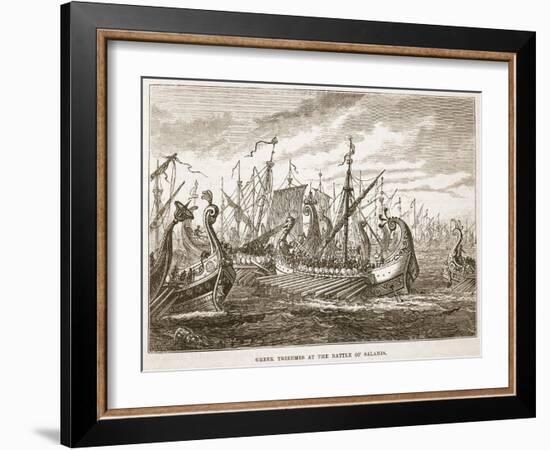 Greek Triremes at the Battle of Salamis (Litho)-English-Framed Giclee Print